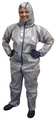 International Enviroguard Hooded Chemical Resistant Coveralls, 6 PK, Gray, Non-Woven Laminate, Zipper 7215GT-L
