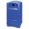 Rubbermaid Commercial 50 gal Square Recycling Bin, Dome, Blue, Polyethylene, 2 Openings FG396873BLUE