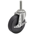 Shepherd Caster 2" X 13/16" Non-Marking Rubber Soft Swivel Caster, Side Brake, Loads Up To 80 lb PRE20507ZN-3RB