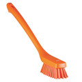Remco 1 73/100 in W Scrub Brush, Stiff, 12 in L Handle, 4 33/100 in L Brush, Orange, Plastic 41857