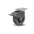 Albion 4" X 2" Non-Marking Rubber Soft Flat Swivel Caster, Total Lock Brake, Loads Up To 350 lb 16XS04201ST