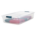 Rubbermaid Storage Tote, Clear, 29 in L, 17 3/4 in W, 6 1/8 in H, 10.25 gal Volume Capacity RMCC410001