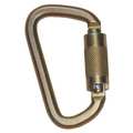 Falltech Carabiner, Double-Locking Gate, 3 1/4 in Length, Steel, Bronze 8445