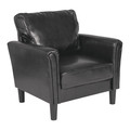 Flash Furniture Contemporary Chair, Leather, 17-3/4" Height, Tailored Arms, Black LeatherSoft SL-SF920-1-BLK-GG