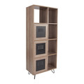 Flash Furniture Rustic Bookshelf, Woodridge, w/Doors, 63"H NAN-JN-21804B-GG