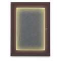 United Visual Products Corkboard, Med Grey /Bronze, 18" x 24" UV414ILED-BRONZE-MEDGRY