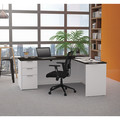 Bestar L Shaped Desk, 62.9" D, 71.1" W, 29.7" H, White/Deep Gray, Melamine 110885-17