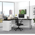 Bestar L Shaped Desk, 68.9" D, 71.1" W, 29.7" H, White/Deep Gray, Melamine 110891-17