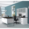 Bestar U Shaped Desk, 92.4" D, 71.1" W, 70.1" H, White/Deep Gray, Melamine 110890-17