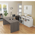 Bestar U Shaped Desk, 88.6" D, 71.1" W, 29.6" H, Bark Gray/White, Melamine 160860-4717