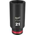 Milwaukee Tool 3/8" Drive Deep Impact Socket 21 mm Size, Deep Socket, Black Phosphate 49-66-6162