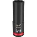 Milwaukee Tool 3/8" Drive Deep Impact Socket 9/16 in Size, Deep Socket, Black Phosphate 49-66-6122