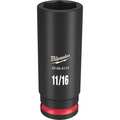 Milwaukee Tool 3/8" Drive Deep Impact Socket 11/16 in Size, Deep Socket, Black Phosphate 49-66-6124