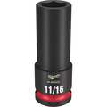 Milwaukee Tool 1/2" Drive Deep Impact Socket 11/16 in Size, Deep Socket, Black Phosphate 49-66-6225