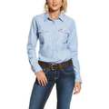 Ariat Womens FR Button Down Shirt, Blue, M 10027854