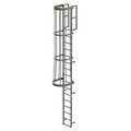 Ega Fixed Cage Ladder, 16 Steps, 16 ft. Top Rung Height, 24"W Rungs, Walk Through, 300 lbs. Capacity MFC16