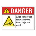 Lyle Acid Danger Label, 5 in H, 7 in W, Polyester, Horizontal Rectangle, English, LCU4-0006-ND_7X5 LCU4-0006-ND_7X5