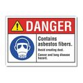 Lyle Asbestos Danger Label, 10 in Height, 14 in Width, Polyester, Horizontal Rectangle, English LCU4-0097-ND_14X10