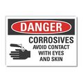 Lyle Corrosive Materials Danger Label, 5 in H, 7 in W, Polyester, Horizontal, English, LCU4-0218-ND_7X5 LCU4-0218-ND_7X5