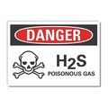 Lyle H(2)S Poisonous Gas Danger Label, 3 1/2 in H, 5 in W, Polyester, Horizontal, LCU4-0220-ND_5X3.5 LCU4-0220-ND_5X3.5