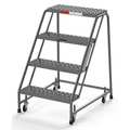 Ega Industrial Rolling Ladder, 4 Steps, 24"W Perforated Tread, No Handrails, 450 lbs. Capacity B4026SU