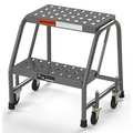 Ega Industrial Step Stool, 2 Steps, 16"W Perforated Tread, No Handrails 450 lbs. Capacity B2020SU