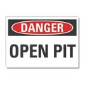 Lyle Open Pit Danger Reflective Label, 3 1/2 in H, 5 in W, Reflective Sheeting, LCU4-0315-RD_5X3.5 LCU4-0315-RD_5X3.5