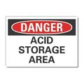 Lyle Acid Danger Reflective Label, 10 in H, 14 in W, Horizontal Rectangle, LCU4-0400-RD_14X10 LCU4-0400-RD_14X10