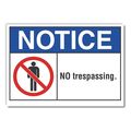 Lyle No Trespassing Notice Reflective Label, 10 in Height, 14 in Width, Reflective Sheeting, English LCU5-0009-RD_14X10