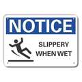 Lyle Reflective  Slippery Floor Notice Sign, 10 in Height, 14 in Width, Aluminum, Horizontal Rectangle LCU5-0063-RA_14X10