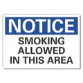 Lyle Smoking Area Notice  Label, 5 in H, 7 in W, Reflective Sheeting, English, LCU5-0141-RD_7X5 LCU5-0141-RD_7X5