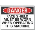 Lyle Decal, Danger Face Shield Must, 5 x 3.5", Sign Background Color: White LCU4-0652-RD_5X3.5