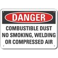 Lyle Reflective  Combustible Dust Danger Sign, 10 in Height, 14 in Width, Aluminum, Horizontal Rectangle LCU4-0658-RA_14X10