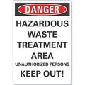 Lyle Hazardous Waste Danger Label, 7 in Height, 5 in Width, Polyester, Vertical Rectangle, English LCU4-0681-ND_7X5