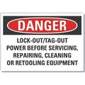 Lyle Decal, Danger Lock-Out/Tag-Out, 14 x 10", Sign Legend Color: Black LCU4-0701-ND_14X10