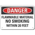 Lyle Plastic Flammable Material Danger Sign, 10 in Height, 14 in Width, Plastic, Horizontal Rectangle LCU4-0611-NP_14X10