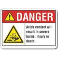 Lyle Plastic Acid Danger Sign, 10 in H, 14 in W, Horizontal Rectangle, LCU4-0007-NP_14X10 LCU4-0007-NP_14X10