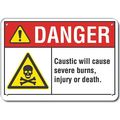 Lyle Plastic Caustic Danger Sign, 7 in H, 10 in W, Vertical Rectangle, LCU4-0036-NP_10X7 LCU4-0036-NP_10X7