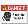 Lyle Decal, Plastic, Danger Respirator, 10 x 7", Header Legend Color: Black LCU4-0184-NP_10X7