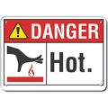 Lyle Plastic Hot Danger Sign, 10 in Height, 14 in Width, Plastic, Horizontal Rectangle, English LCU4-0161-NP_14X10