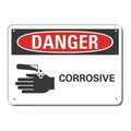 Lyle Plastic Corrosive Materials Danger Sign, 7 in H, 10 in W, Vertical Rectangle, LCU4-0216-NP_10X7 LCU4-0216-NP_10X7
