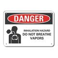 Lyle Plastic Inhalation Hazard  Danger Sign, 7 in Height, 10 in Width, Plastic, Vertical Rectangle LCU4-0219-NP_10X7