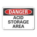 Lyle Reflective Acid Danger Sign, 7 in H, 10 in W, Vertical Rectangle, English, LCU4-0400-RA_10X7 LCU4-0400-RA_10X7