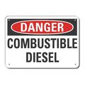 Lyle Plastic Combustible Diesel Danger Sign, 10 in Height, 14 in Width, Plastic, Horizontal Rectangle LCU4-0411-NP_14X10
