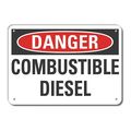 Lyle Plastic Combustible Diesel Danger Sign, 7 in Height, 10 in Width, Plastic, Vertical Rectangle LCU4-0411-NP_10X7