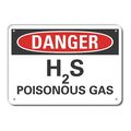 Lyle Plastic H(2)S Poisonous Gas Danger Sign, 10 in H, 14 in W, Horizontal Rectangle, LCU4-0421-NP_14X10 LCU4-0421-NP_14X10