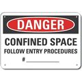 Lyle Decal, Danger Confined Space, 14x10", LCU4-0646-NP_14X10 LCU4-0646-NP_14X10