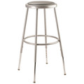 National Public Seating Round Stool, Height Range 25" to 33", Vinyl Gray 6424H