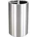 Safco 40 gal Round Recycling Bin, Stainless Steel, Aluminum, Rigid Plastic 9941SS