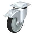 Blickle Swivel Plate Caster, PU, 8", Brake, Wheel Width: 1-9/16" LE-PATH 200KA-14-FI